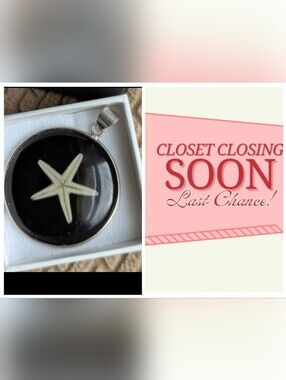 MAKE AN OFFER/// Black Starfish Pendant/silver 925. Elegant!